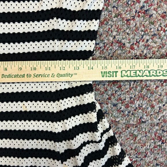 Banana Republic Black Ivory Striped Eyelet Sleeveless Fit & Flare Dress Size 4 - Picture 13 of 14
